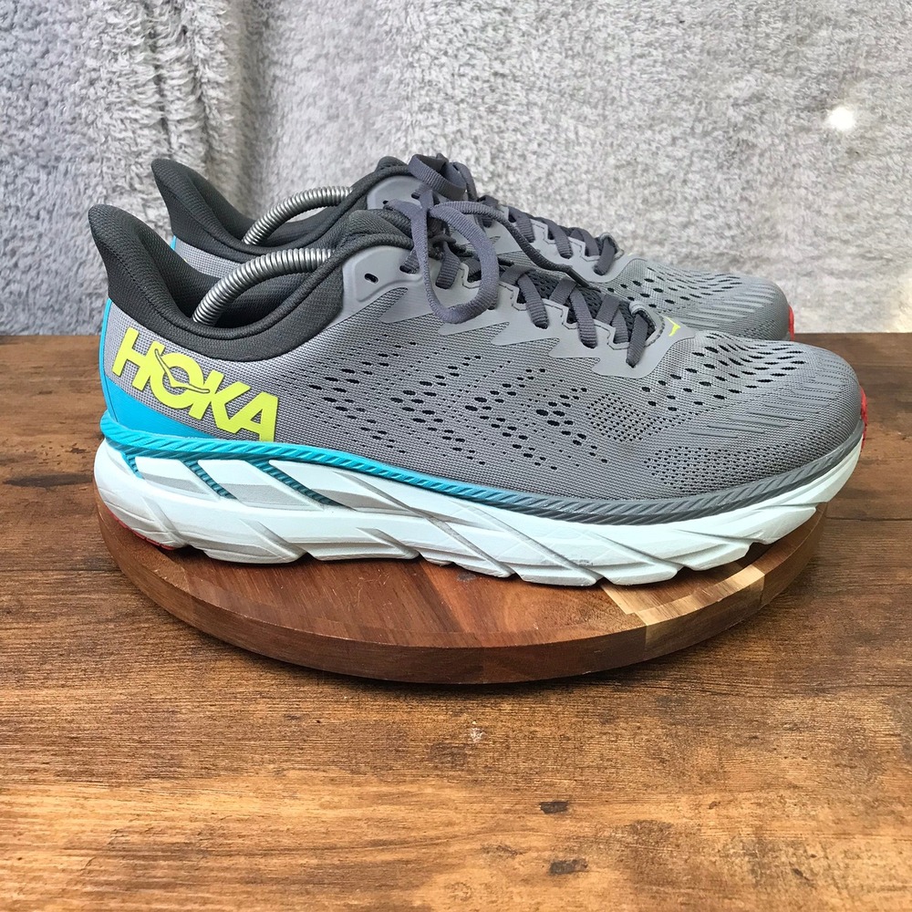 Hoka One One Clifton 7 Sneakers Mens 12 Gray Blue Running Casual Training Shoes
